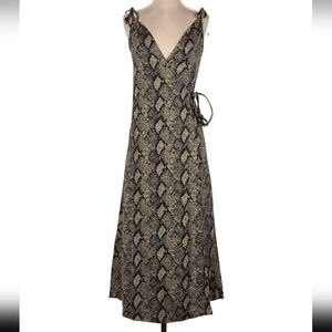 NWT Solid Striped Sleeveless Snake Print Knit Tie Wrap Midi Dress